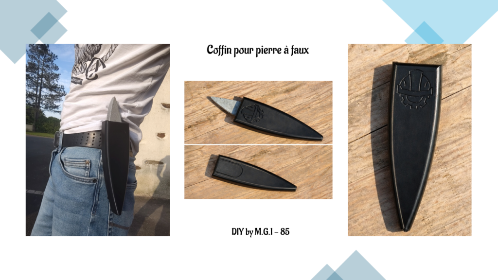 Coffin, pierre à aiguiser, pierre à faux, faulx.
